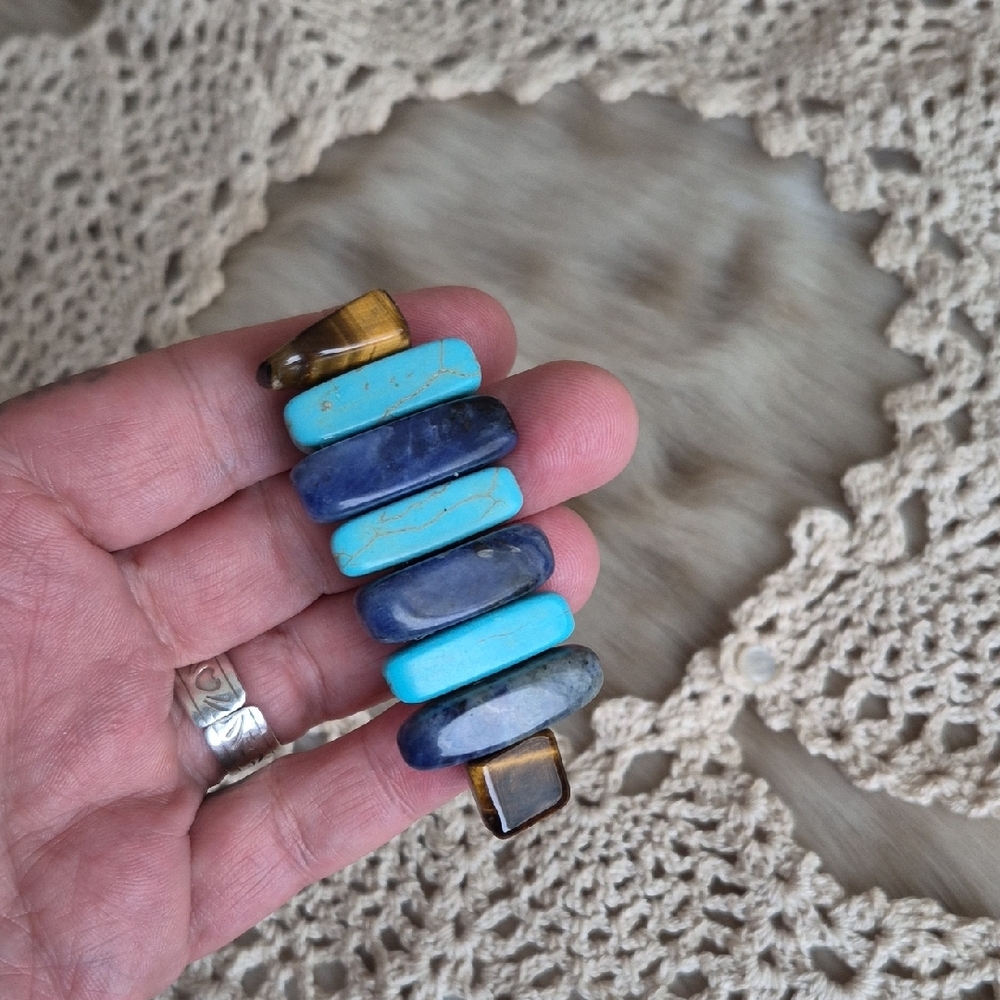 🌙Artisan Howlite Sodalite Tigers Eye Hair Clip - Picture 4 of 9